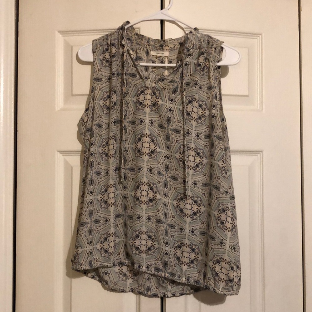 Shirt with Lace Up Tie Neck Area